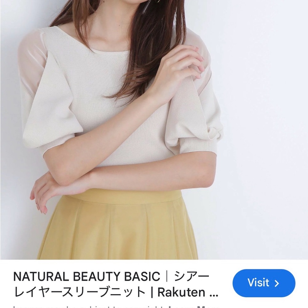 Japanese knit Cream Puff Sleeve elegant Top